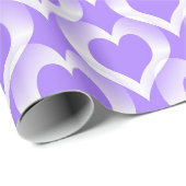 Paars Witte Harten Patroon Cadeaupapier (Rol Hoek)
