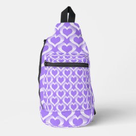 Paars Witte Harten Patroon Sling Bag
