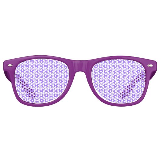 Paars Witte Hartjes Patroon Retro Zonnebril (Voorkant)