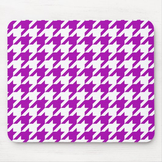 Paars Witte Houndstooth Rutcontrole Muismat (Voorkant)