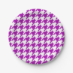 Paars Witte Houndstooth Rutcontrole Papieren Bordje