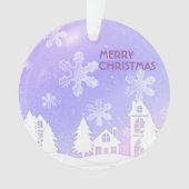 Paars Witte Huis Snowflakes Nieuwjaar 2023 Ornament (voorkant)