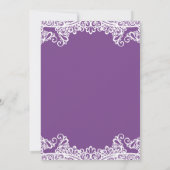 Paars & Witte Kant Elegant Bruiloft Kaart (Achterkant)