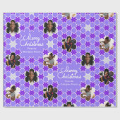 Paars witte kerstfoto's met Star-patroon Cadeaupapier (Vlak)
