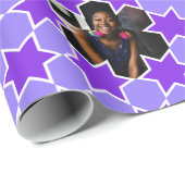 Paars witte kerstfoto's met Star-patroon Cadeaupapier (Rol Hoek)