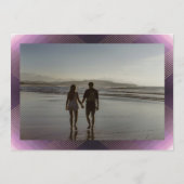 paars-witte klassieke deco goudmonogram save the date (Achterkant)