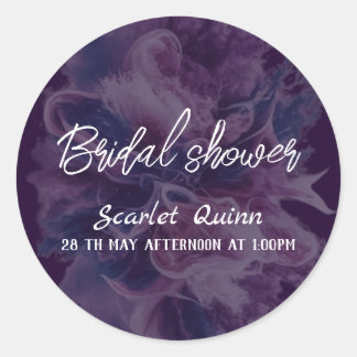 Paars witte kleur explosie bruidsmeisjesfeest #2 ronde sticker