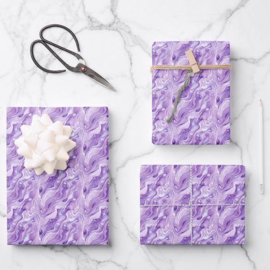 Paars & Witte Marmer Inpakpapier Vel (Voorkant)