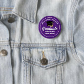 Paars Witte Middelbare School Afstudeerbaar Aangep Ronde Button 5,7 Cm (In situ)