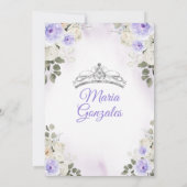 Paars & Witte Mis Quince 15 Jaar Zilveren Kroon Kaart (Achterkant)