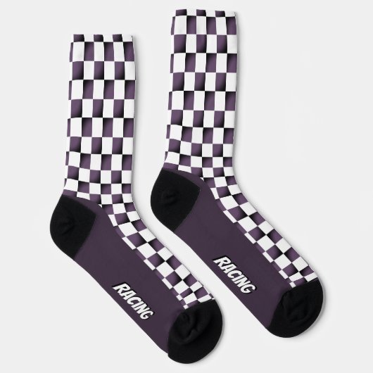 Paars-witte racing geruite sokken (Rechts)