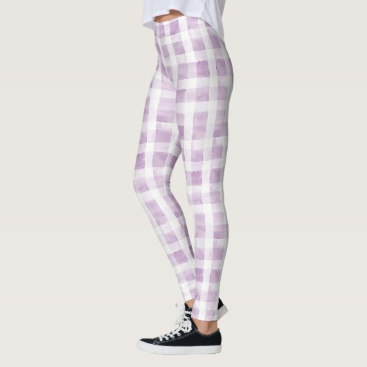 Paars Witte Ruit Strepen Leggings (Links)