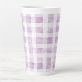 Paars Witte Ruiten Strepen Latte Mok (Voorkant)
