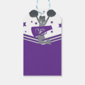 Paars & Witte Sterren Cheer Cheer-leading Feestje Cadeaulabel (Achterkant)