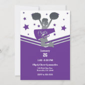 Paars & Witte Sterren Cheer Cheerleading Feest Kaart (Achterkant)