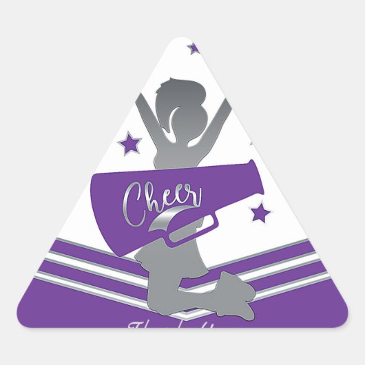 Paars & Witte Sterren Cheer Cheerleading Feest Sticker (Voorkant)