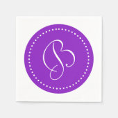 Paars/Witte Stip Monogram Servet (Voorkant)