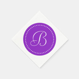 Paars/Witte Stip Monogram Servet