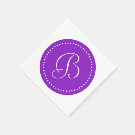 Paars/Witte Stip Monogram Servet (Hoek)