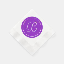 Paars/Witte Stip Monogram Servetten