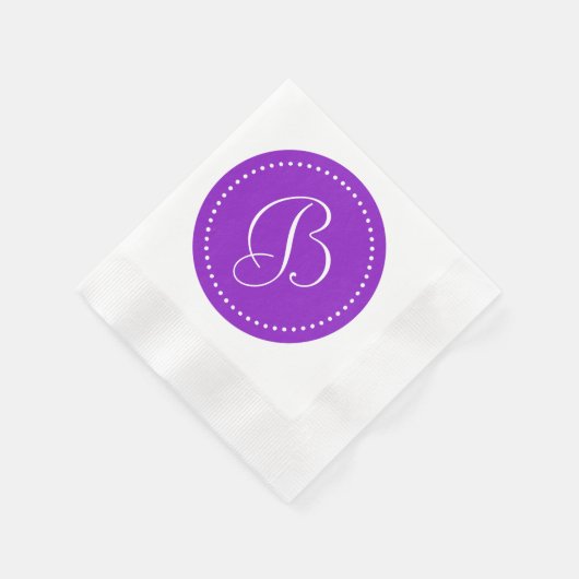 Paars/Witte Stip Monogram Servetten (Hoek)