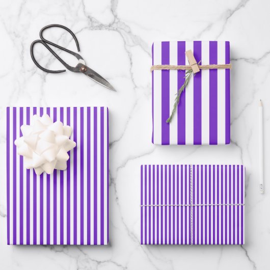Paars & Witte Strepen Inpakpapier Vel (Voorkant)