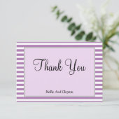Paars/Witte Strepen Omlijst Dankkaart (Staand voorkant)