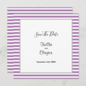 Paars/Witte Strepen Omlijst Huwelijk Save The Date (Voorkant / Achterkant)