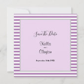 Paars/Witte Strepen Omlijst Huwelijk Save The Date (Voorkant)