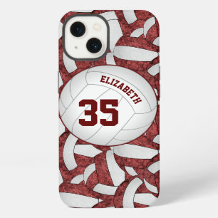 paars witte volleybal teamkleuren op maat meisjes iPhone 13 hoesje