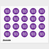 Paars Witte Wingeschrift Monogram DIY BG Ronde Sticker (Vel)