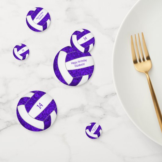 paars witvolleybalmeisje gepersonaliseerd confetti (Groep)