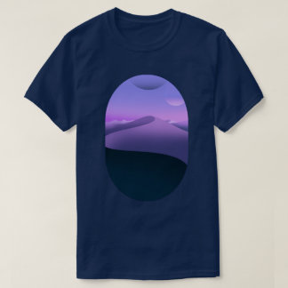 Paars woestijnlandschap nachtelijke hemel t-shirt