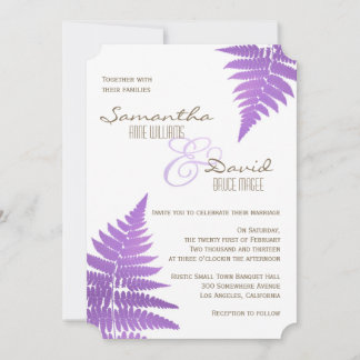 Paars Woodland Wedding Fern Uitnodiging