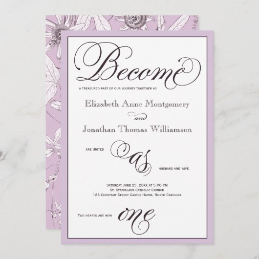 Paars wordt een Christelijke uitnodiging tot huwel (Voorkant / Achterkant)