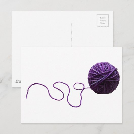 Paars Yarn Ball Briefkaart (Voorkant / Achterkant)