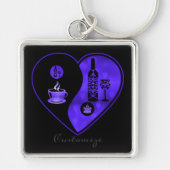 Paars Yin & Yang Coffee & Wine Sleutelhanger (Voorkant)