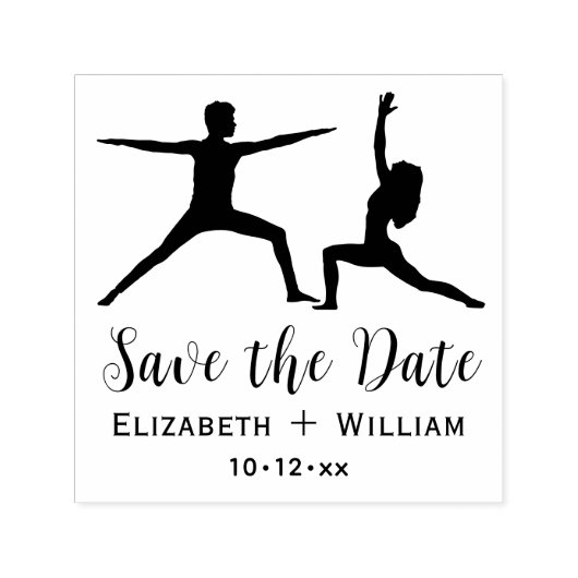 Paar's Yoga Poses Bruid bruidegom Save the Date Zelfinktende Stempel (Design)