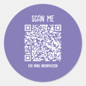 Paars | Zakelijke QR-code scanbaar Ronde Sticker (Voorkant)