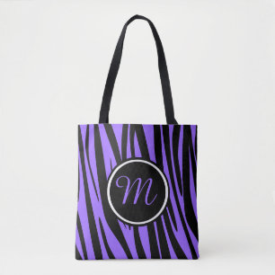 Paars Zebra - Aangepast monogram Tote Bag