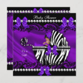 Paars Zebra van het Afrikaanse Baby shower Kaart (Voorkant / Achterkant)