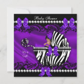 Paars Zebra van het Afrikaanse Baby shower Kaart (Voorkant)