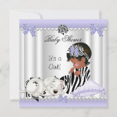 Paars Zebra van het Afrikaanse Baby shower Kaart (Voorkant)