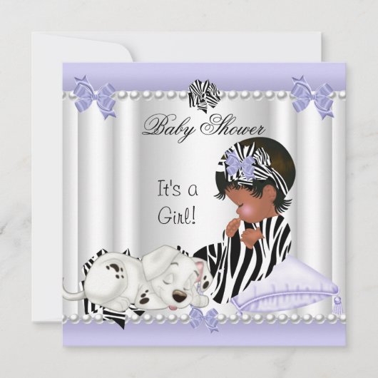 Paars Zebra van het Afrikaanse Baby shower Kaart (Voorkant)