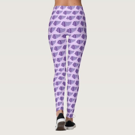 Paars Zee Shell Seashell Conch Ocean Beach Leggings (Achterkant)