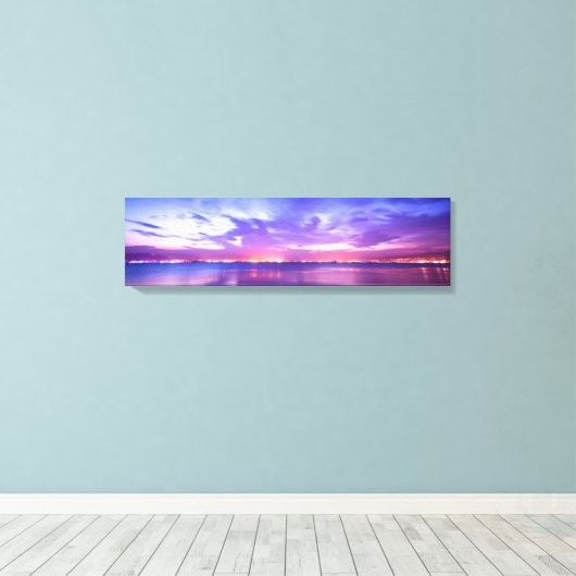 Paars Zee zonnereflectiespanoramisch canvas Afdruk (Insitu (Houten vloer))