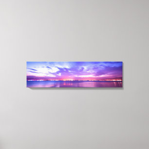 Paars Zee zonnereflectiespanoramisch canvas Afdruk