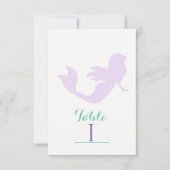 Paars Zeemeermin Strand Verjaardagsfeest Tafelnumm Kaart (Voorkant)