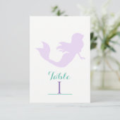 Paars Zeemeermin Strand Verjaardagsfeest Tafelnumm Kaart (Staand voorkant)