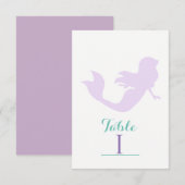 Paars Zeemeermin Strand Verjaardagsfeest Tafelnumm Kaart (Voorkant / Achterkant)